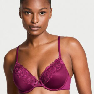 Lightly Lined Lace-Trim Full-Coverage Bra
